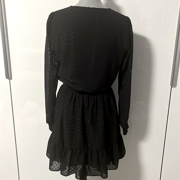 MICHAEL KORS V Neck Frill Long Sleeve Lined Dress, Size M - Picture 7 of 14